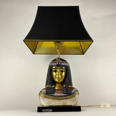 Unique Edoardo Tasca Scultura Viva Table Lamp, Egyptian Pharoh Queen Bust, Italy