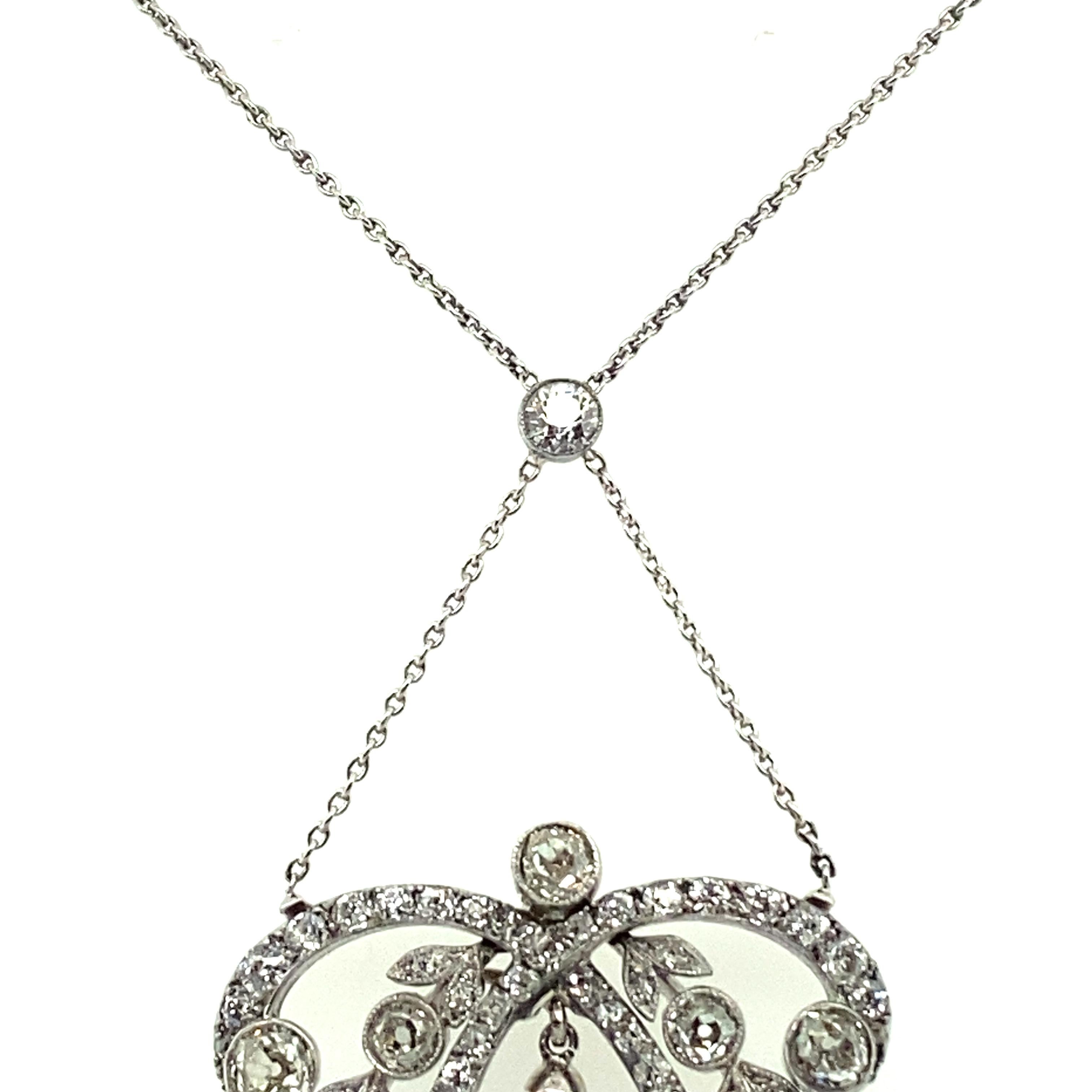 Unique Edwardian Natural Pearl and Diamond Necklace in Platinum 950 2