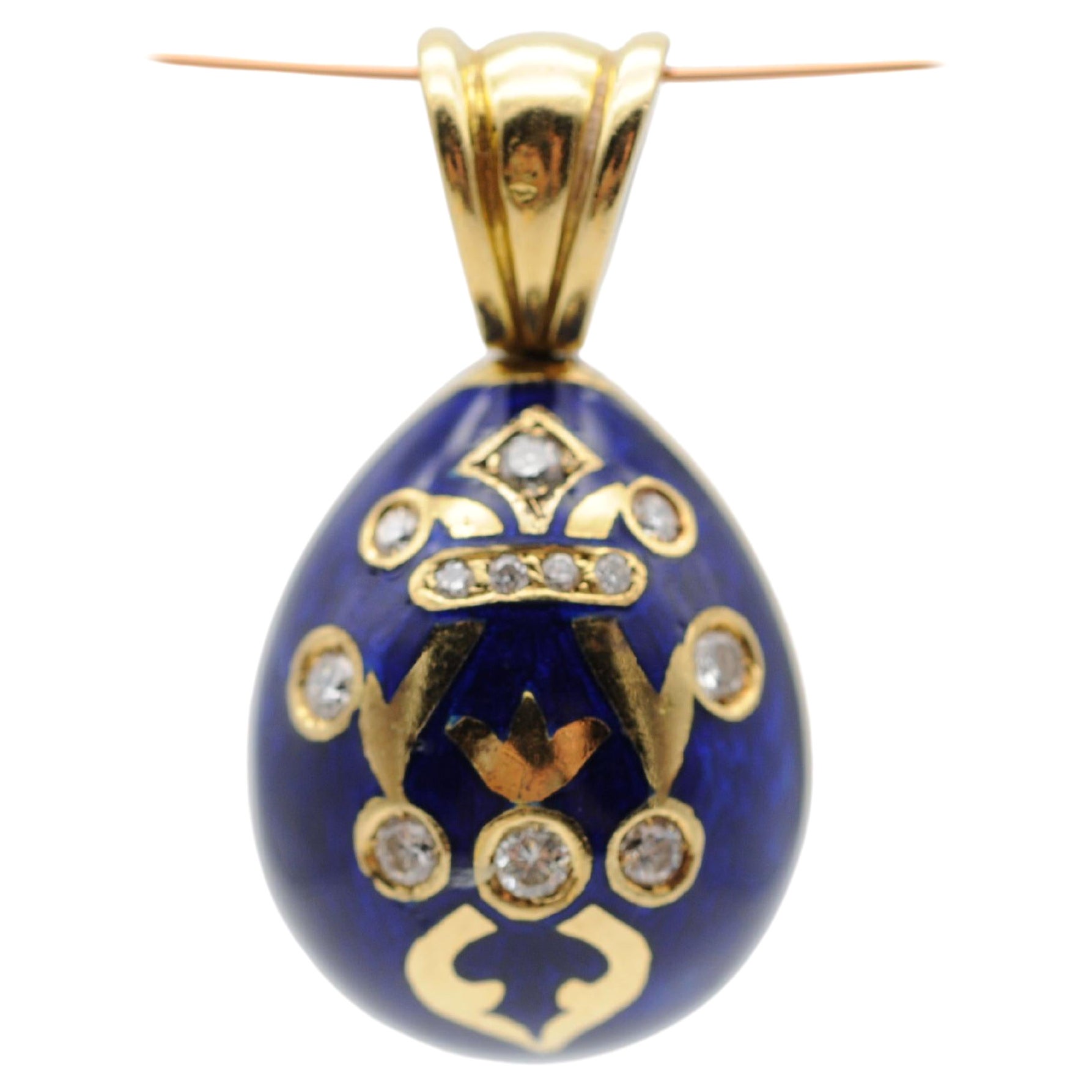 Einzigartiger Eieranhänger mit Diamanten, 18 Karat Gelbgold