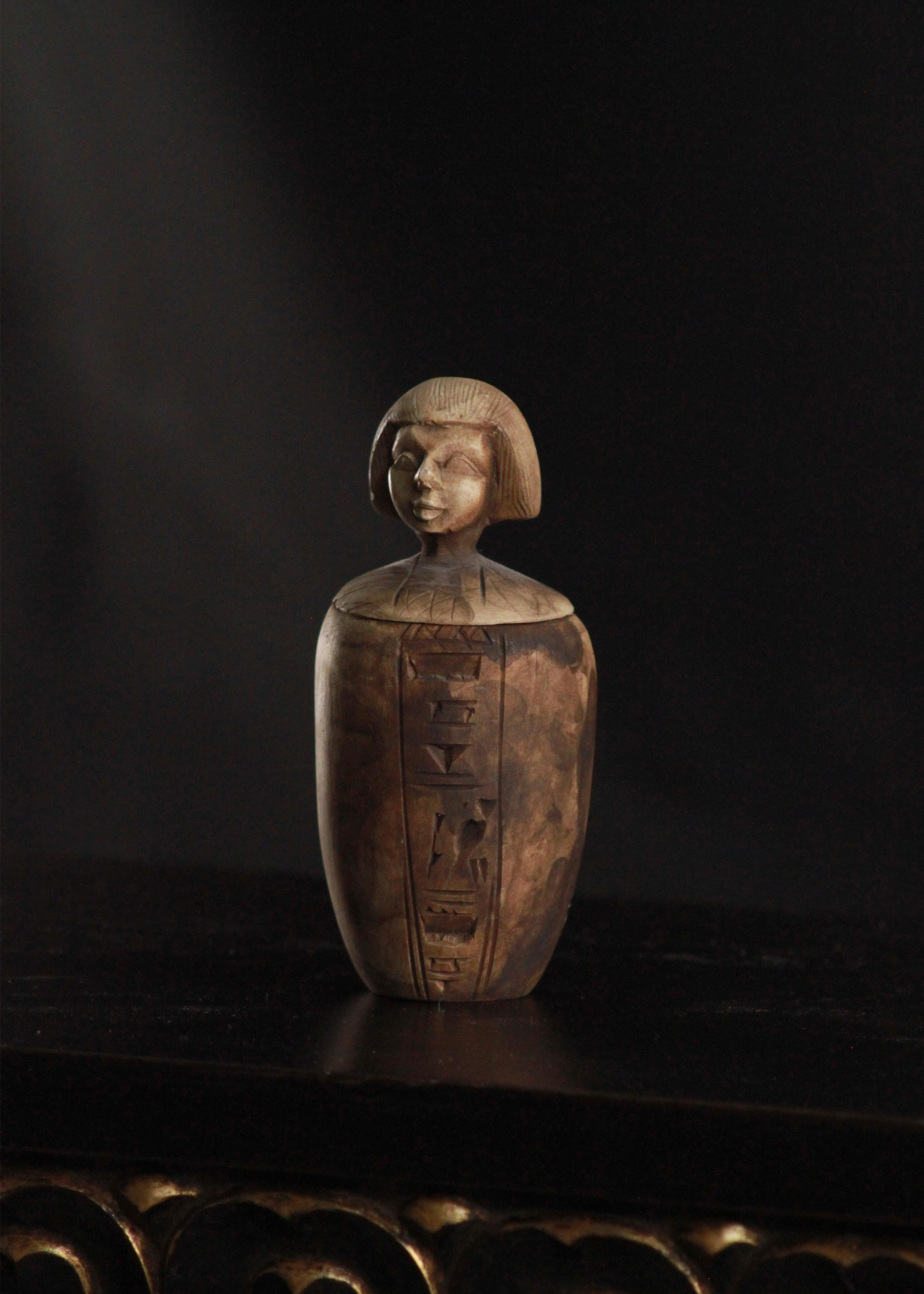 20th Century Unique Egyptian Art Set of 4 Canopic Jars Made of Limestone For Sale