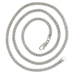 Eleganza unica in oro bianco 14K 22" con taglio a diamante e tubo Brilliante, catena Popcorn A Link