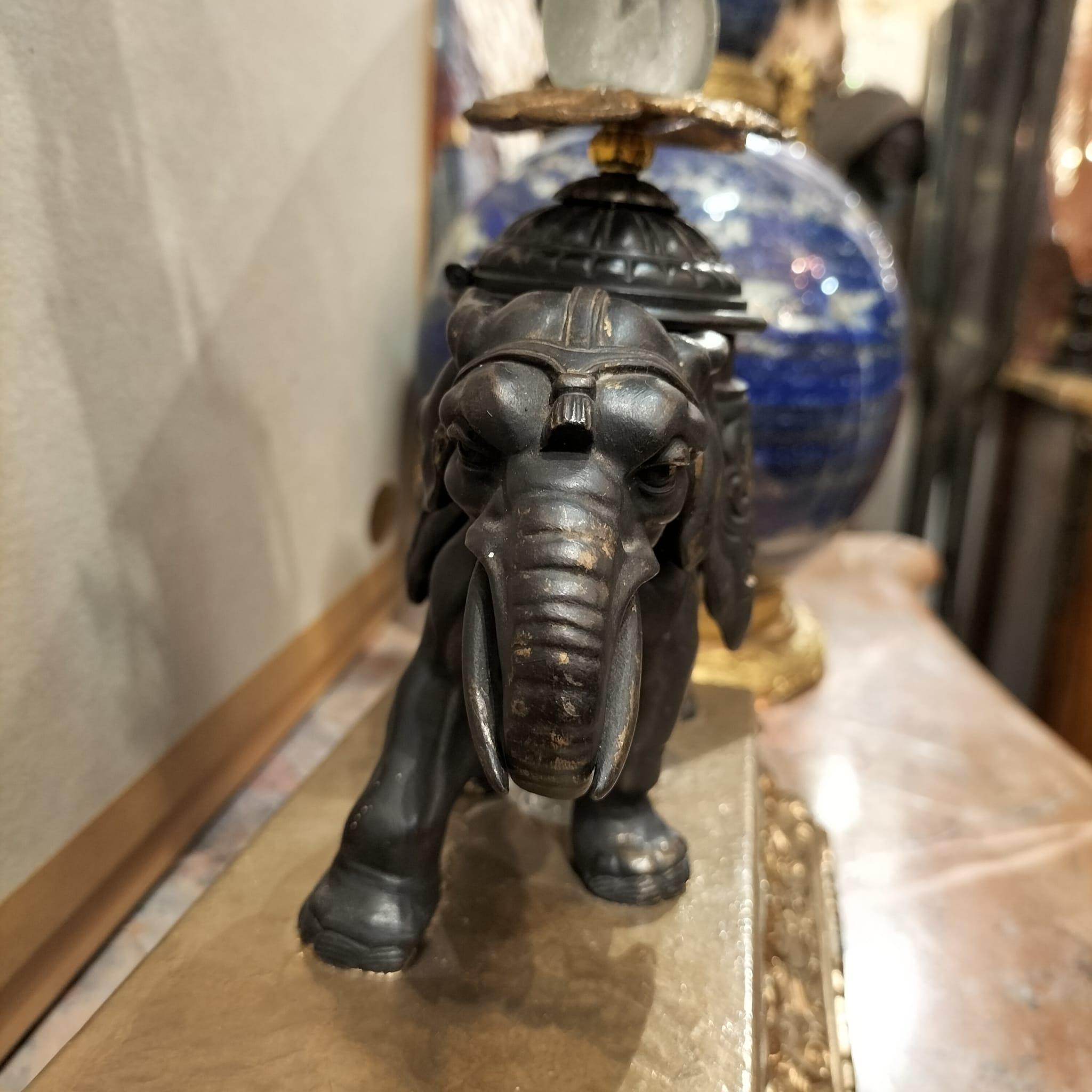Unique Elephant Statue in Bronze with Coral, 20th Century For Sale 3