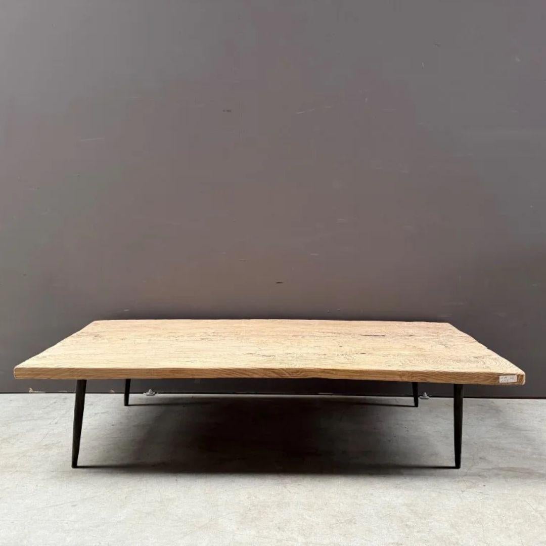 Rustic Unique Elmwood Coffee Table with Metal Base, Asia, circa 1920s For Sale