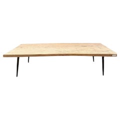 Unique Elmwood Coffee Table with Metal Base, Asia, circa 1920s