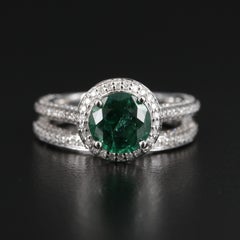 Unique Emerald Bridal Set, Antique Emerald Bridal Set