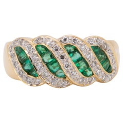 Bracelet unique en or 18 carats avec cabochon d'émeraude et diamants R6718