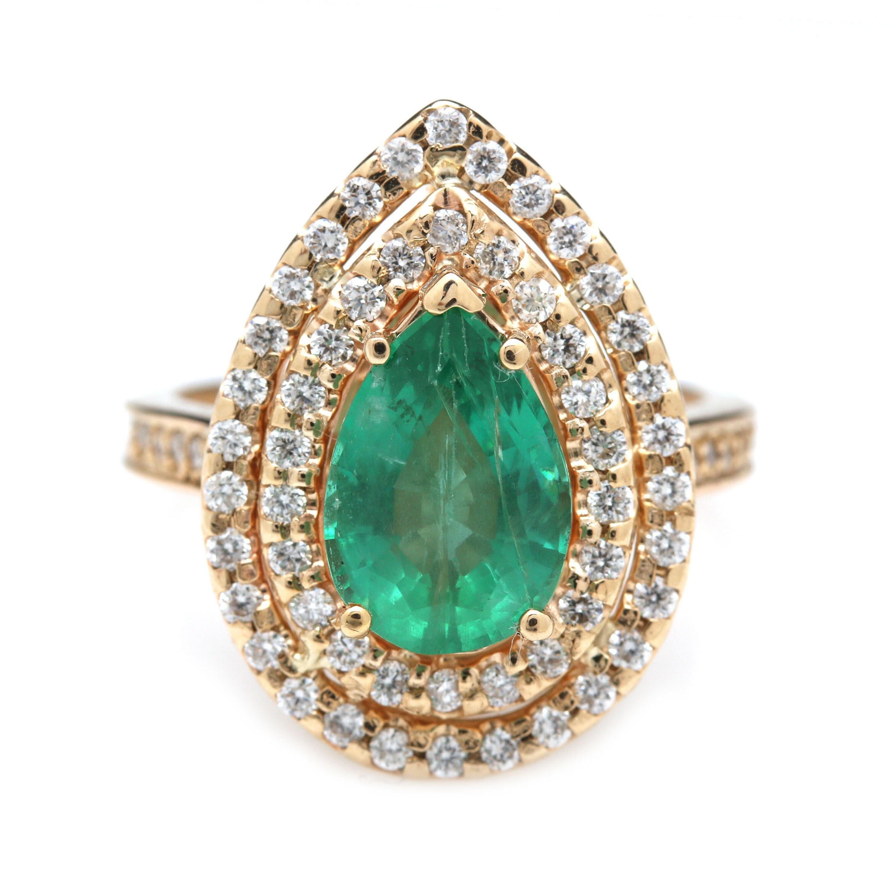 For Sale:  Unique Emerald Engagement Ring, Antique Emerald Wedding Ring 2