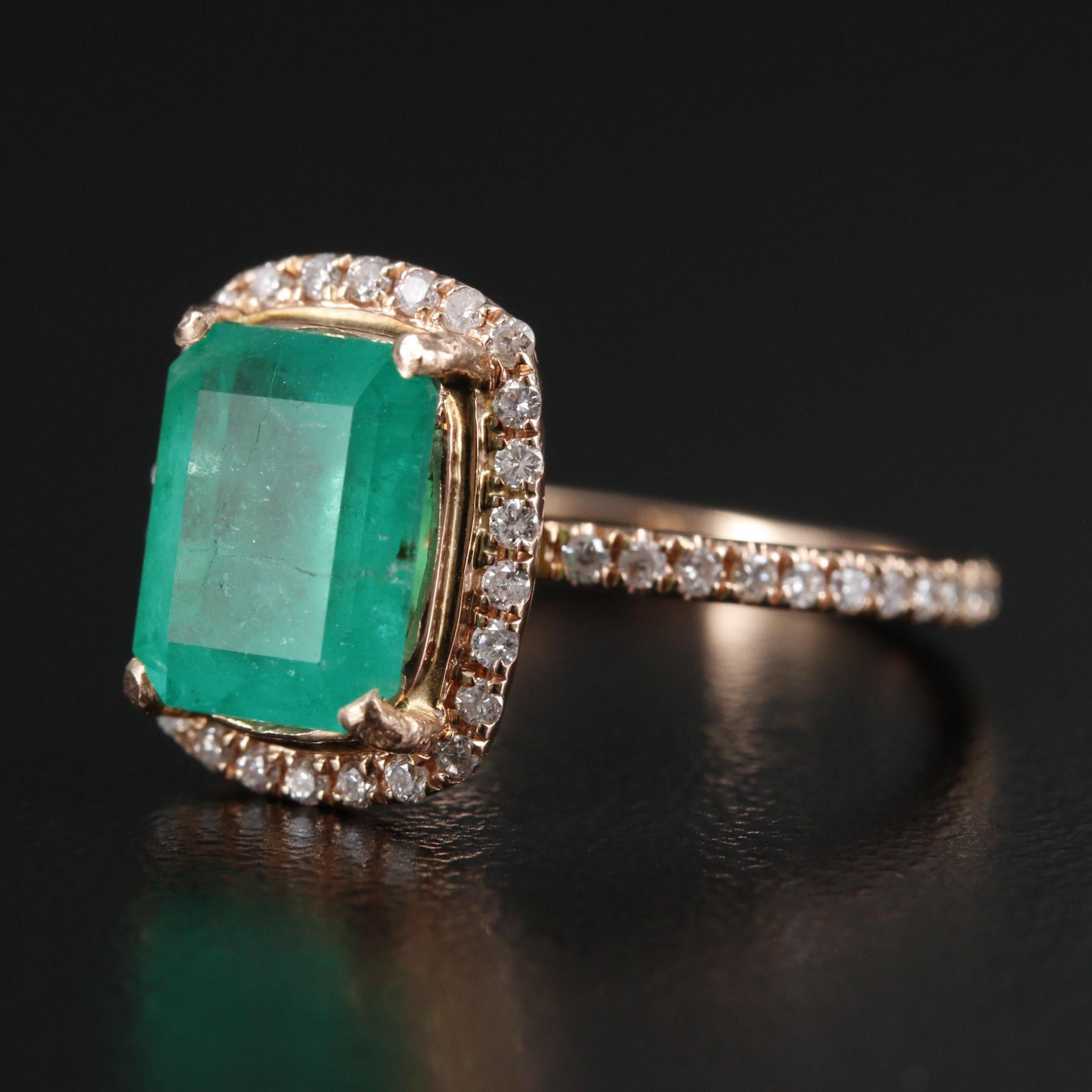 For Sale:  Unique Emerald Engagement Ring, - Antique Emerald Wedding Ring 2