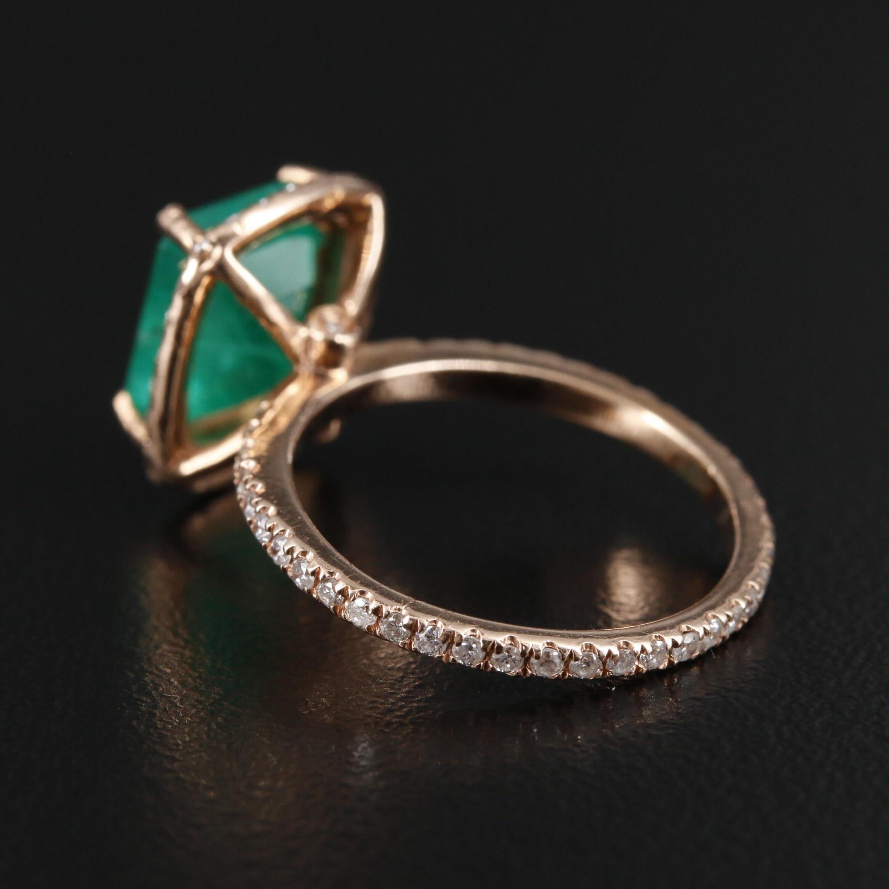 For Sale:  Unique Emerald Engagement Ring, - Antique Emerald Wedding Ring 4