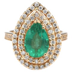 Unique Emerald Engagement Ring, Antique Emerald Wedding Ring