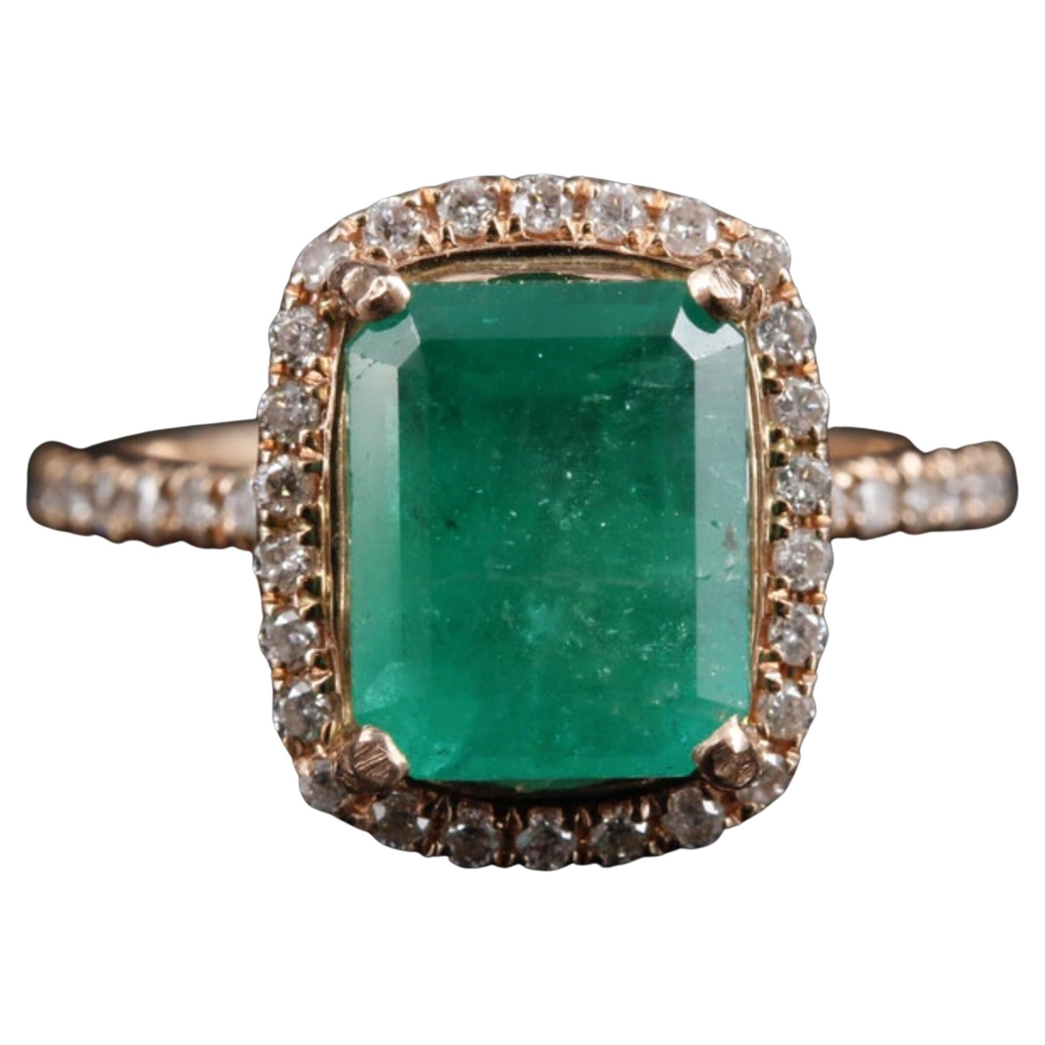 Unique Emerald Engagement Ring, - Antique Emerald Wedding Ring