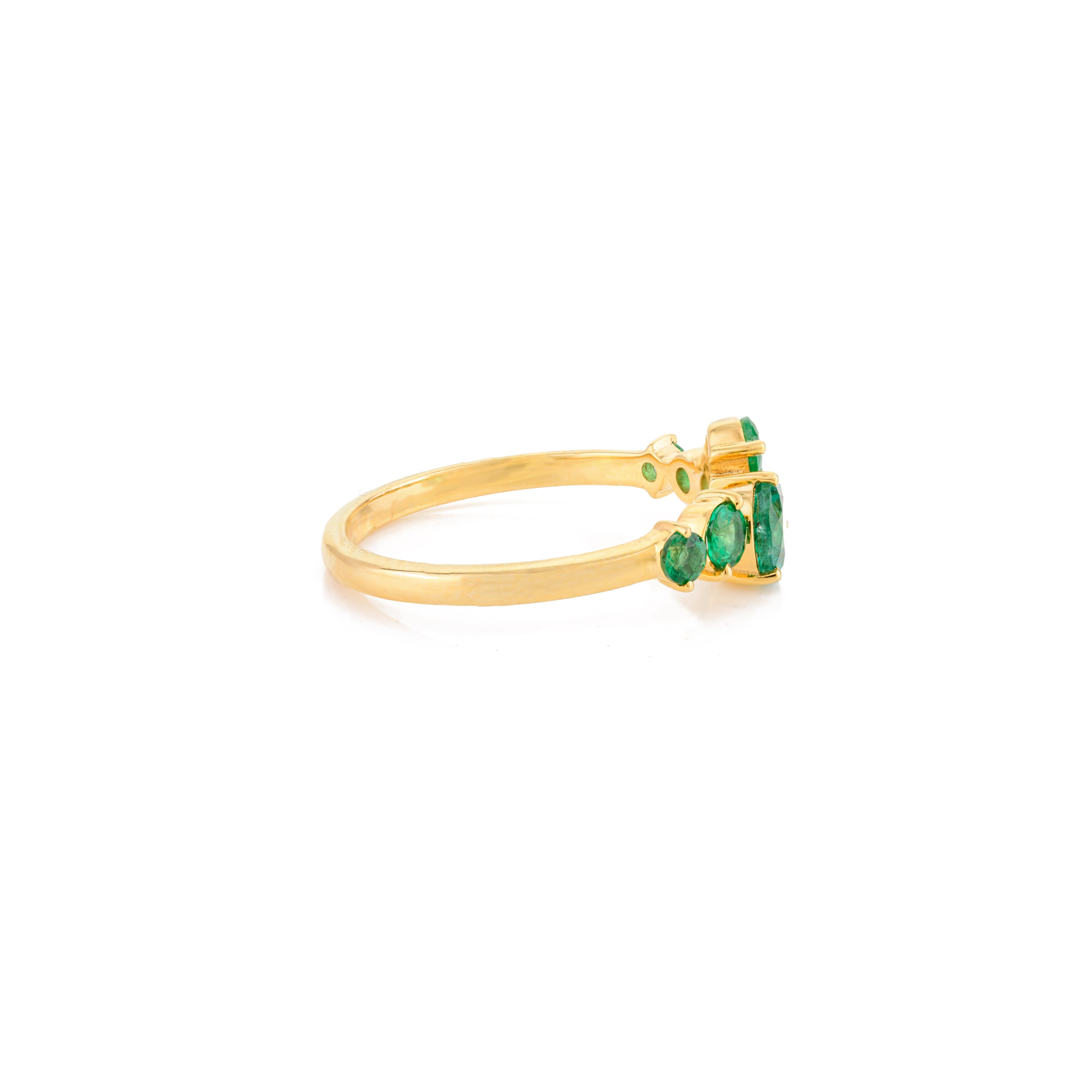 For Sale:  Unique Emerald May Birthstone Half Band Ring for Women in 14k Solid Yellow Gold 3