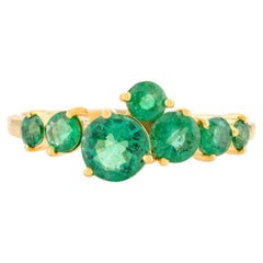 Anneau en or jaune 14k pour femme avec émeraude et pierre de naissance du mois de mai