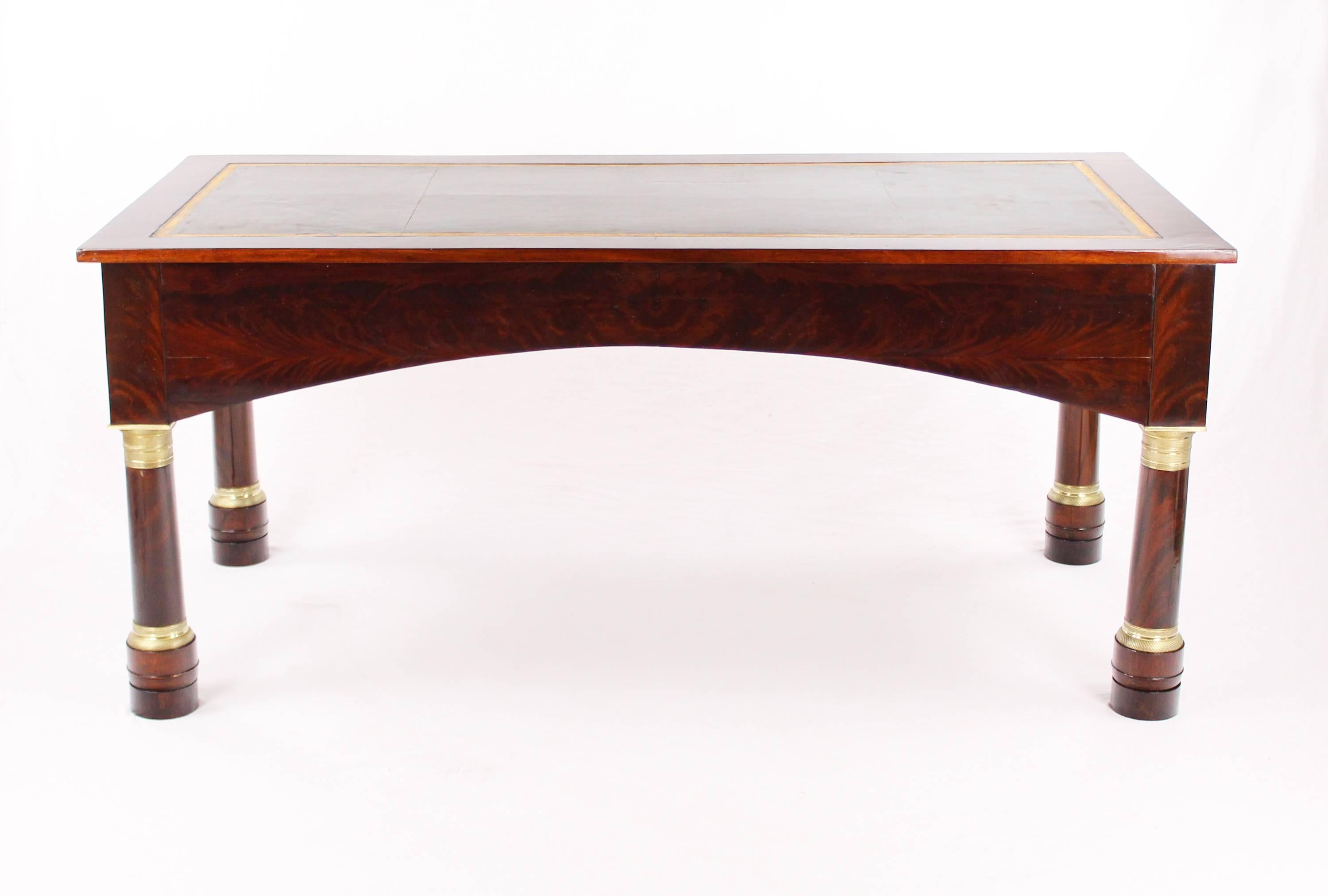 Unique Empire Desk, Mahogany Veneered, circa 1810, Leather Writing Surface For Sale 4