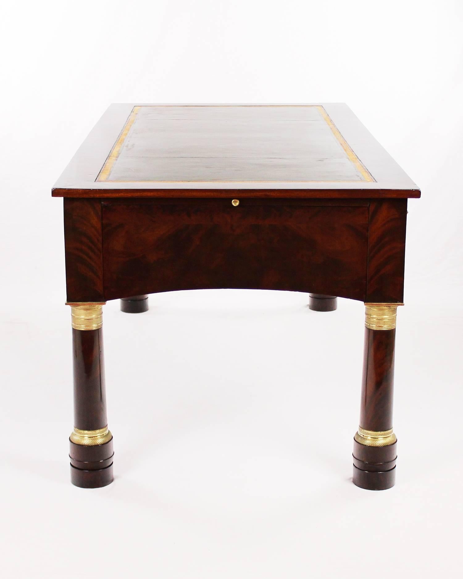 Unique Empire Desk, Mahogany Veneered, circa 1810, Leather Writing Surface For Sale 2