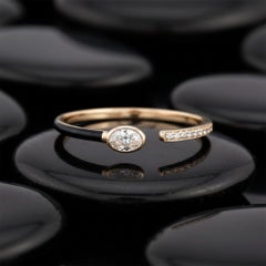 Unique Enamel Diamond 14K (or 18k upon request) Yellow Gold Open Wrap Ring