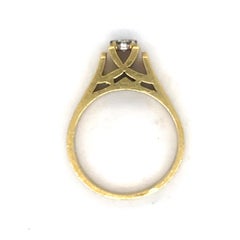 Vintage Unique Engagement Ring, 0.25CT diamond, 18K yellow gold, detailed high setting