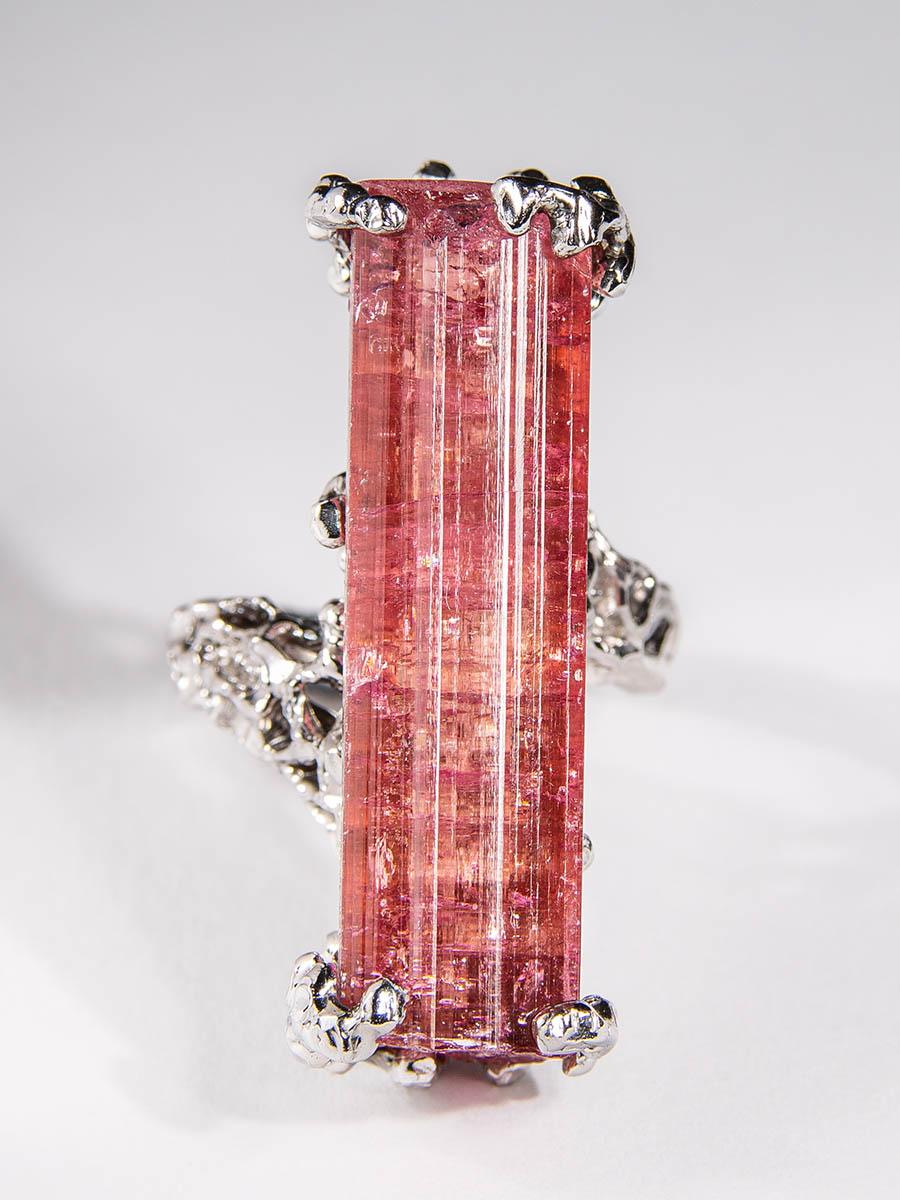 Unique Engagement Ring Rubellite Tourmaline Silver Ring Pink Natural Gemstone For Sale 3