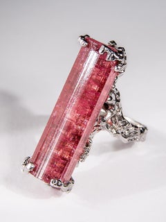 Unique Engagement Ring Rubellite Tourmaline Silver Ring Pink Natural Gemstone