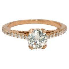 Unique Engagement Ring, White Sapphire, Rose Gold, Natural Diamond, Millgrain 