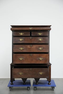 Unique English antique chest of drawers from the early 18th century