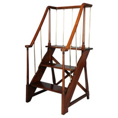 Unique English library ladder, mahogany, 20th century