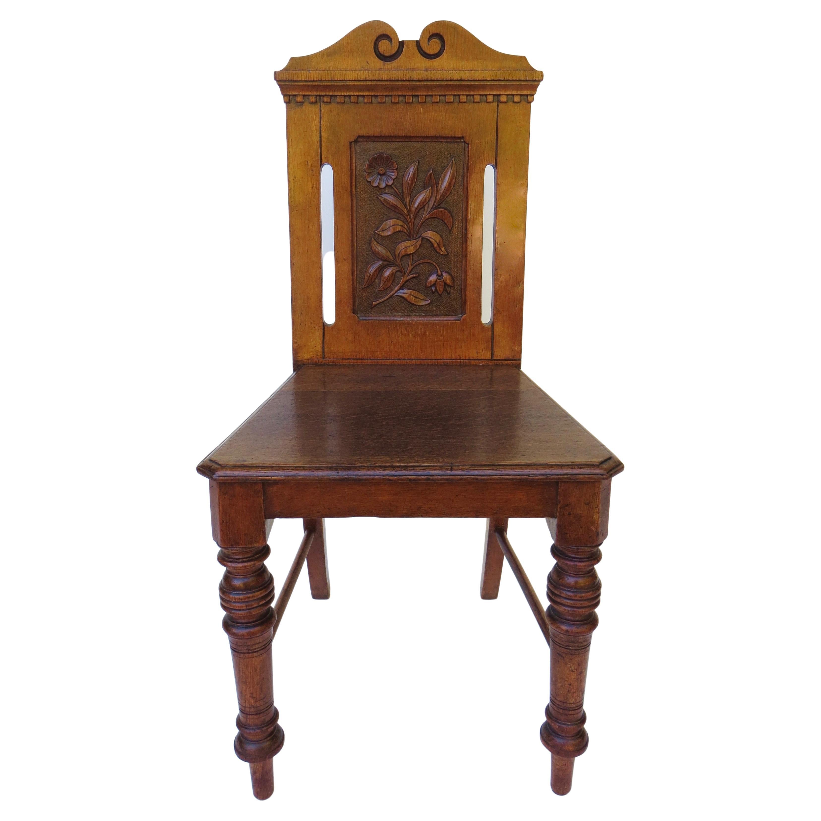 Unique English Oak Side Chair, Circa 1885 For Sale