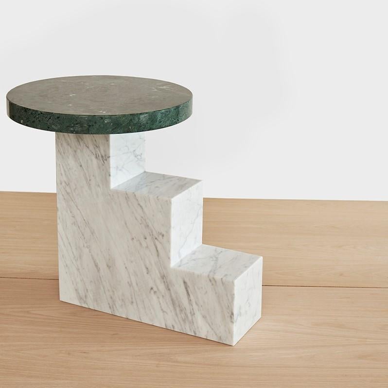 Unique Escalier and Table by Jean-Baptiste Van den Heede
Unique Piece Signed and Numbered
Dimensions: W 70 x H 51 cm 
Materials: Marquina Marble, Carrara Marble 
Other Sizes and Materials Available.

ESCALIER 1 2 3 auxiliary side tables.