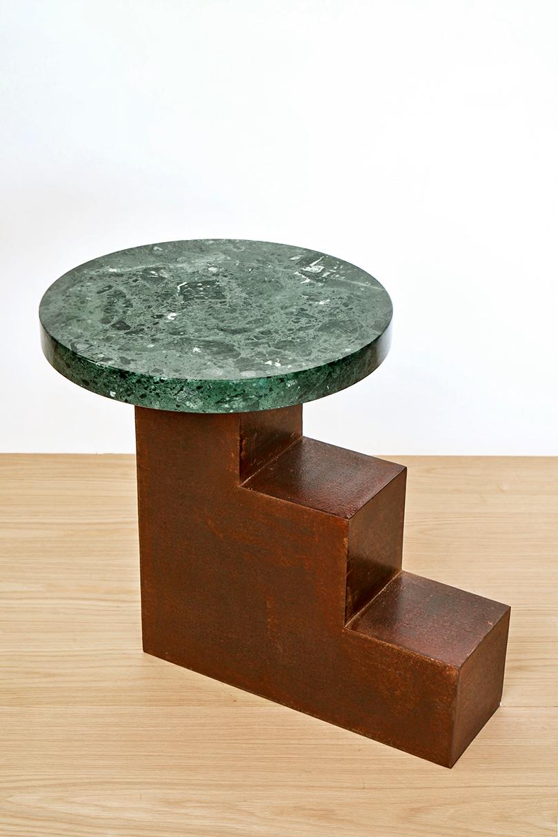 Other Unique Escalier Metal Side Table with Marble by Jean-Baptiste Van den Heede