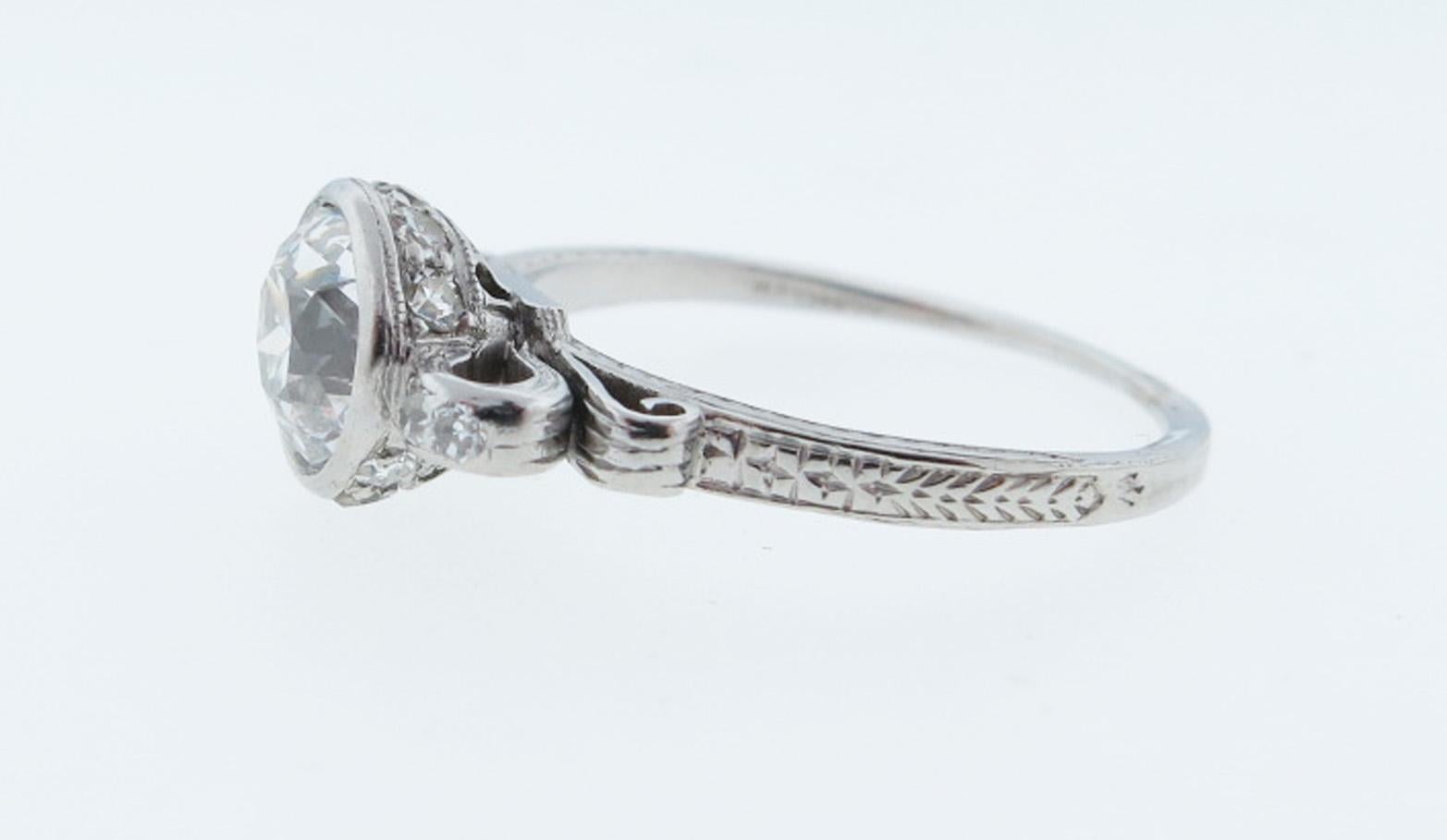 Art Deco Unique Estate Platinum Diamond Ring For Sale