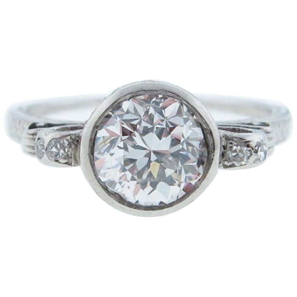Unique Estate Platinum Diamond Ring For Sale