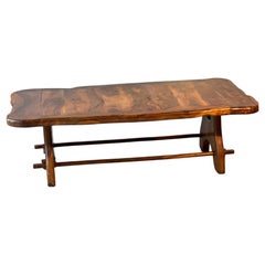Unique, exceptional table in solid olive wood by Maison Skela 1960s