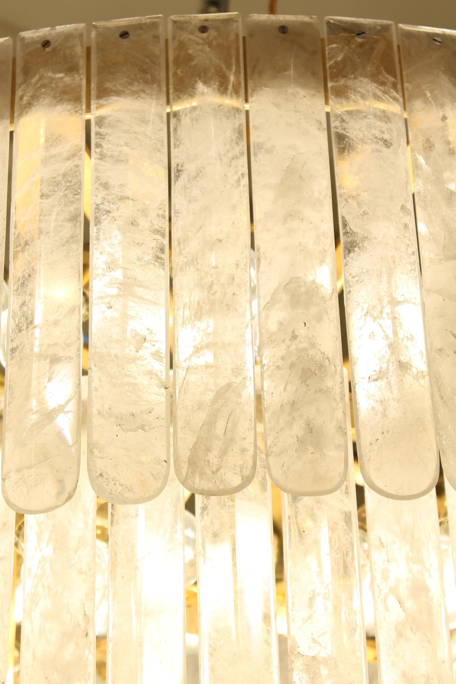 Unique Exceptional pair of rock crystal chandeliers with four tiers sixty light For Sale 6