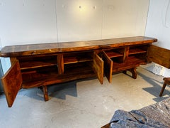 Unique, exceptional solid olive wood enfilade by Maison skela 1960s