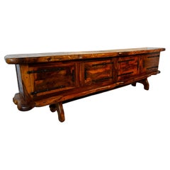 Retro Unique, exceptional solid olive wood enfilade by Maison skela 1960s
