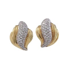 Boucles d'oreilles uniques et exquises en or jaune massif 14 carats avec diamants naturels de 4,20 carats VVS