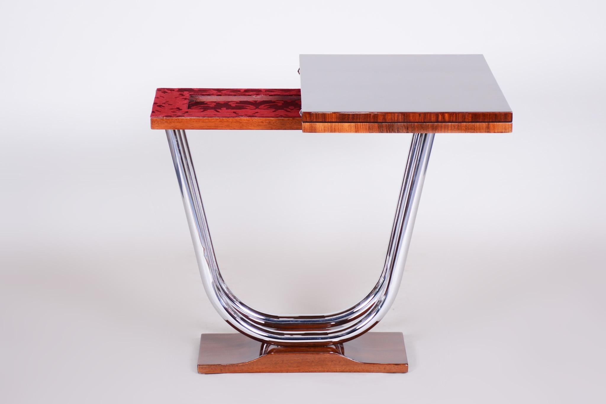 Unique Extendable Art Deco Coffee - Card Table, Chrome and Palisander, 1920s 6