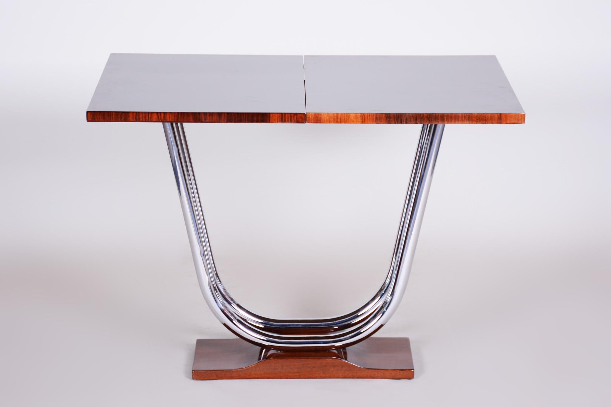 Unique Extendable Art Deco Coffee - Card Table, Chrome and Palisander, 1920s 8