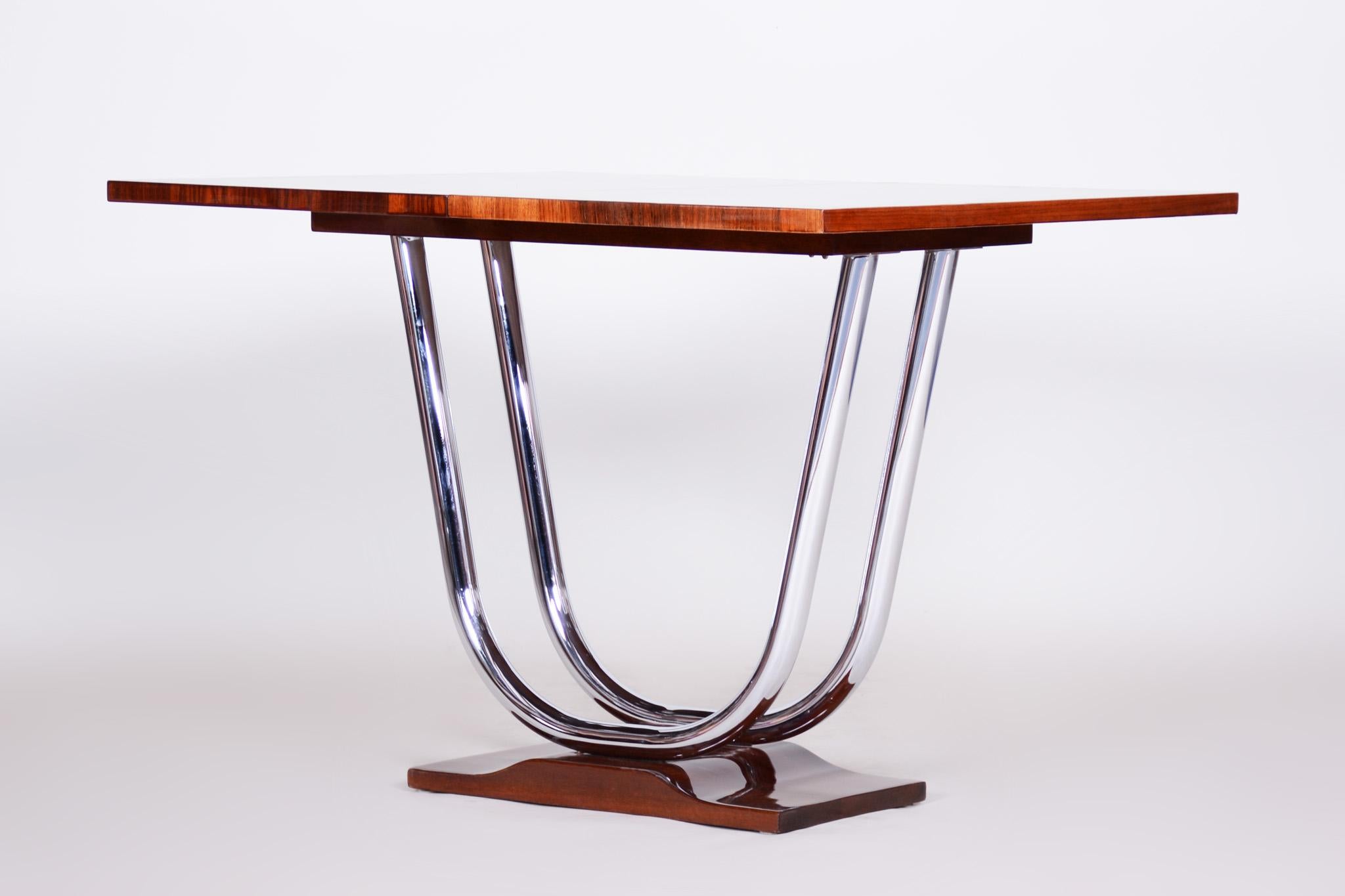 Unique Extendable Art Deco Coffee - Card Table, Chrome and Palisander, 1920s 10
