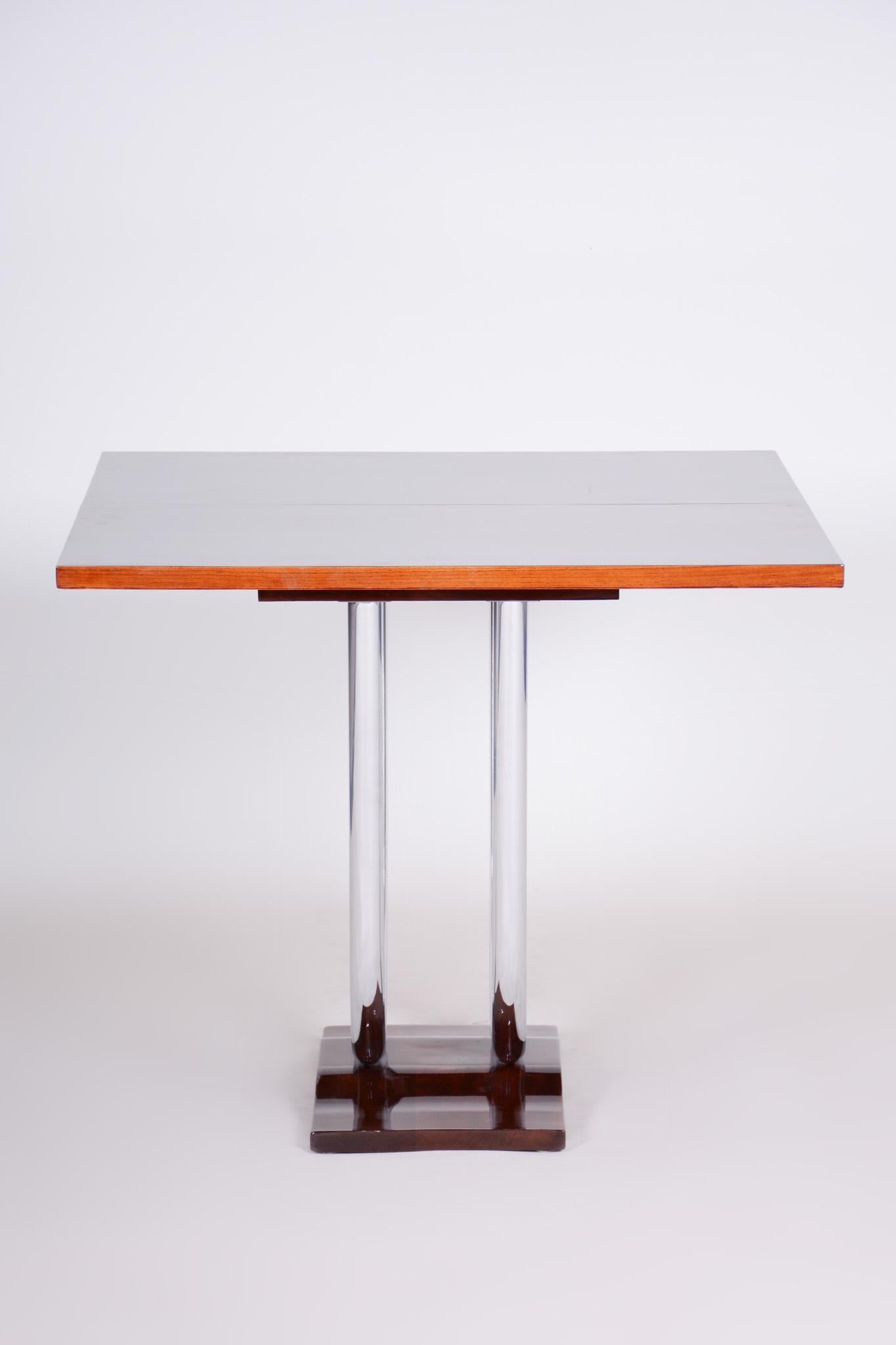 Unique Extendable Art Deco Coffee - Card Table, Chrome and Palisander, 1920s 11