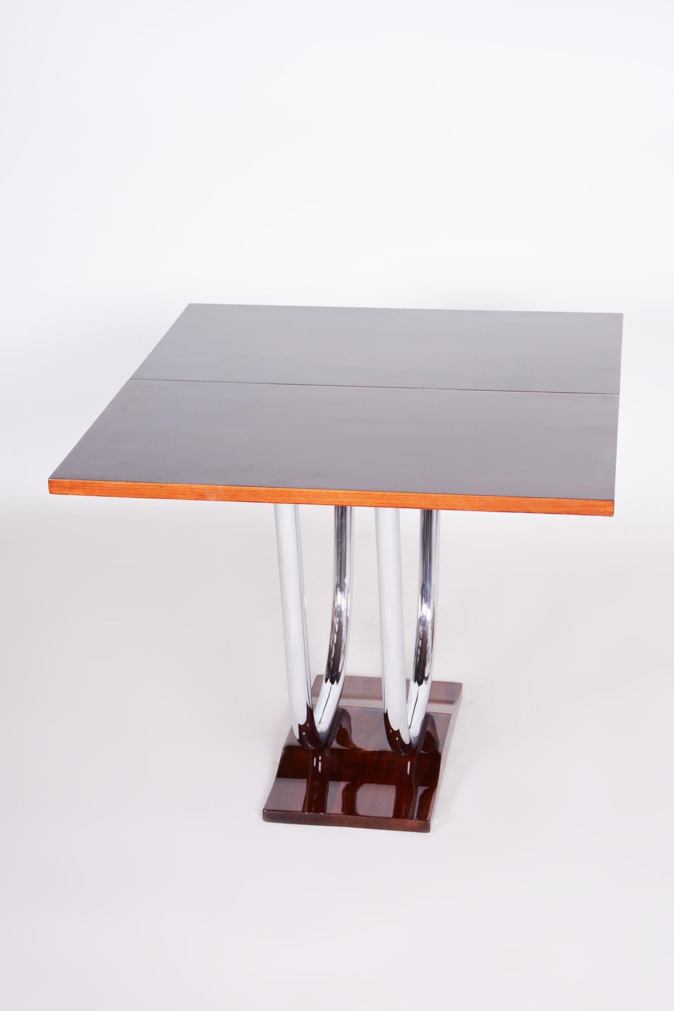 Unique Extendable Art Deco Coffee - Card Table, Chrome and Palisander, 1920s 12