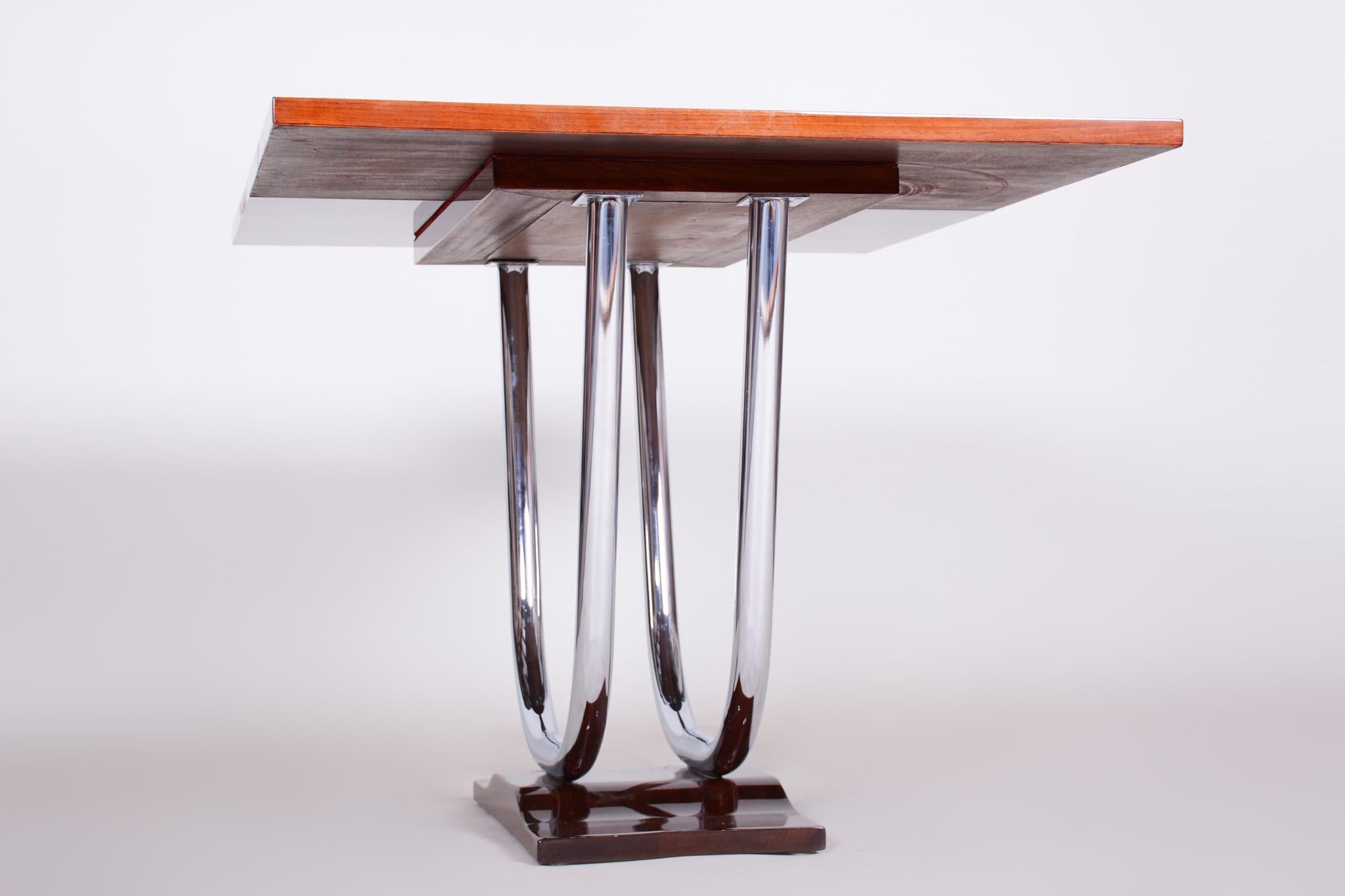 Unique Extendable Art Deco Coffee - Card Table, Chrome and Palisander, 1920s 14