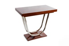 Unique Extendable Art Deco Coffee - Card Table, Chrome and Palisander, 1920s