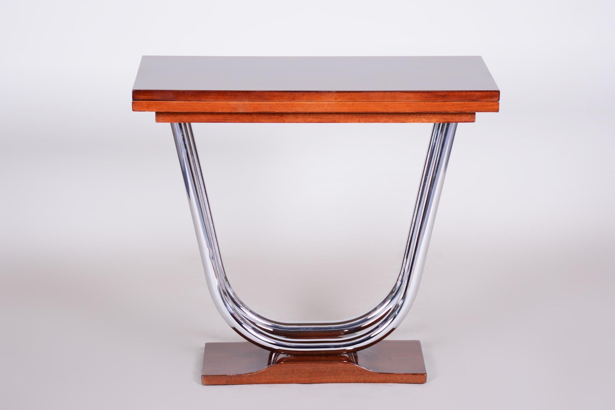 Unique Extendable Art Deco Coffee - Card Table, Chrome and Palisander, 1920s 2
