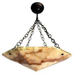 Extra Large 22.7Ø Unique Art Deco Diamond Shape Alabaster Pendant / Chandelier