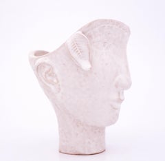 Unique Face Sculpture or Vase, Stig Lindberg Gustavsberg
