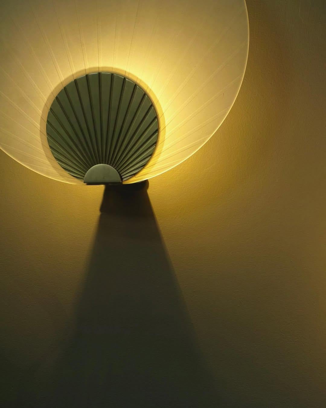 Unique Fan-Shaped Polished Copper Indigo Glass Wall Mounted Lamp Maiko Carla Baz For Sale 4