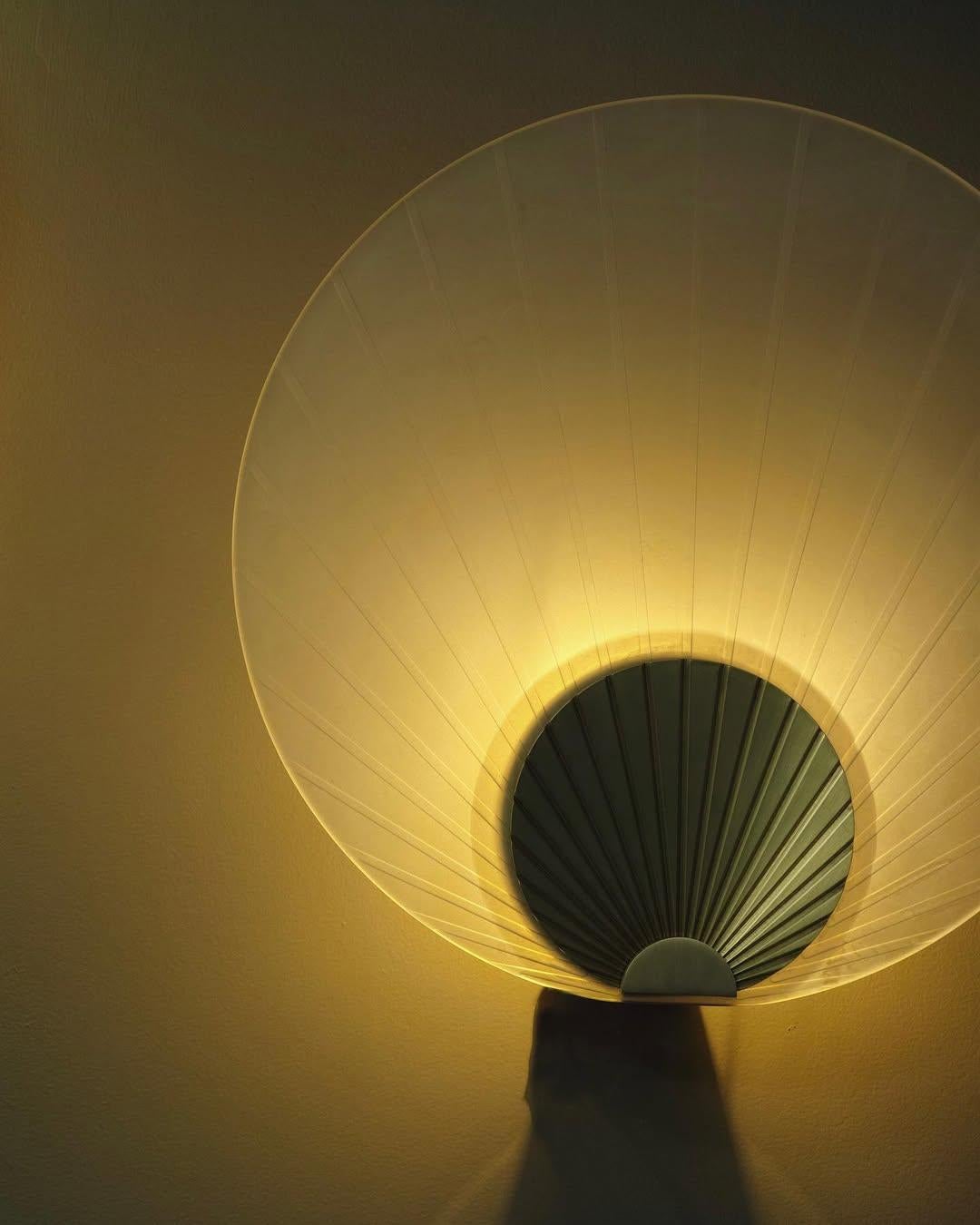 Unique Fan-Shaped Polished Copper Indigo Glass Wall Mounted Lamp Maiko Carla Baz For Sale 5