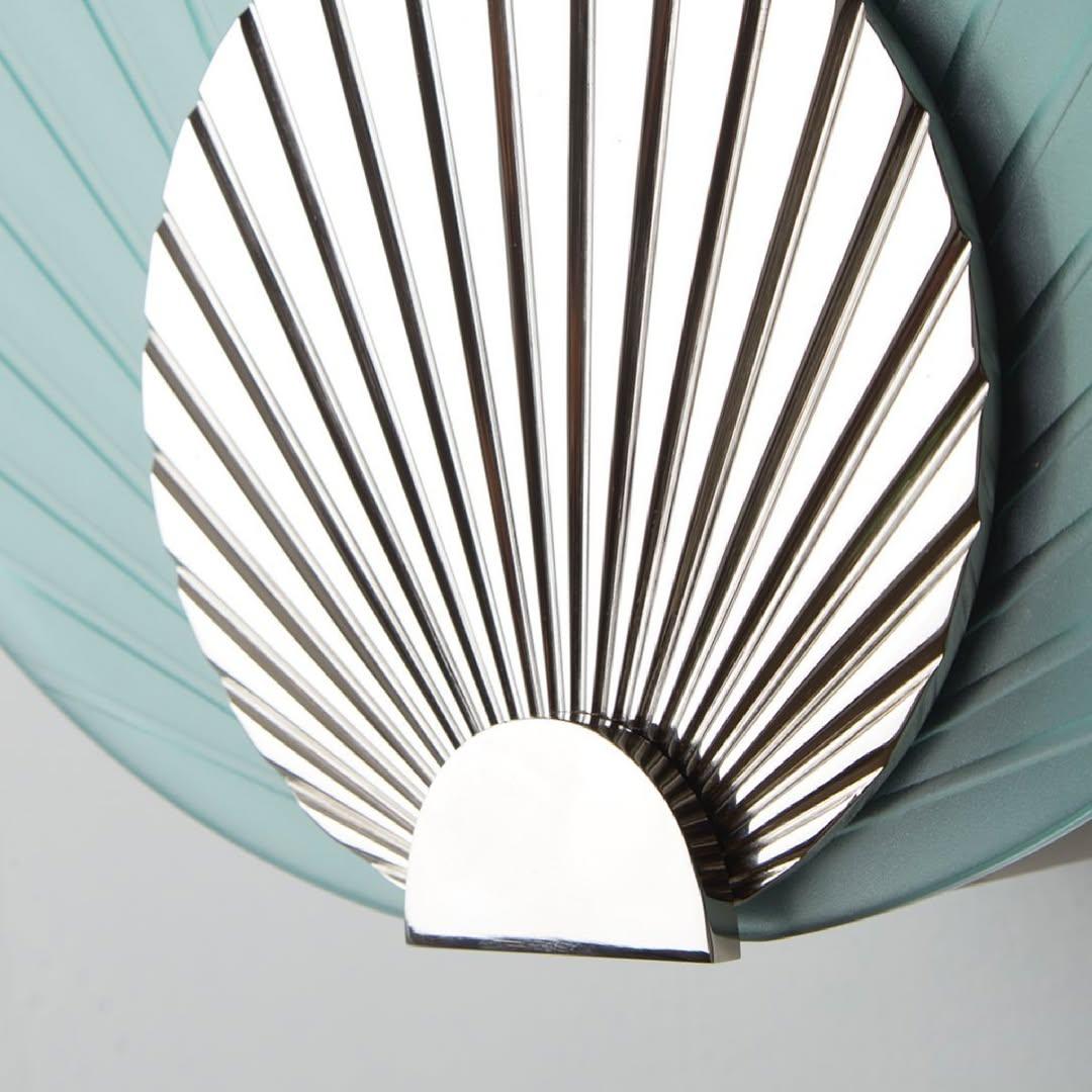 Unique Fan-Shaped Polished Copper Indigo Glass Wall Mounted Lamp Maiko Carla Baz For Sale 1