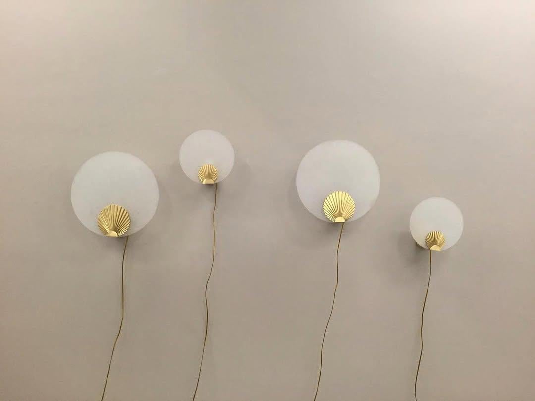 Unique Fan-Shaped Polished Copper Indigo Glass Wall Mounted Lamp Maiko Carla Baz For Sale 2